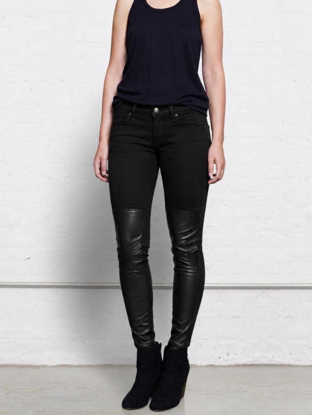 rag & bone leather moto panel pant in Coal Black Pant size 28